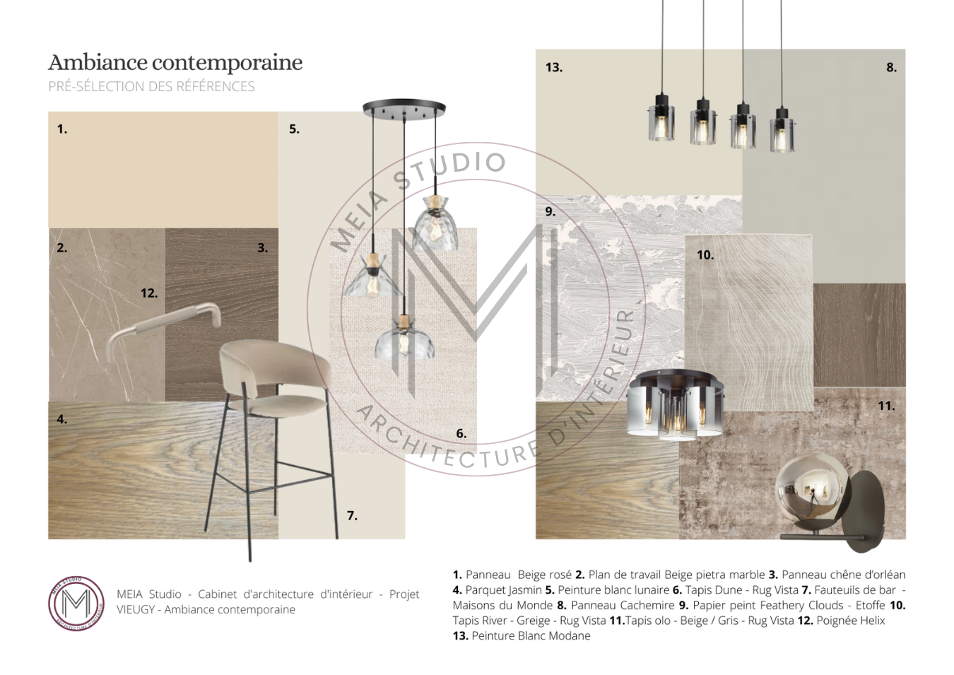 Planche d'ambiance MEIA Studio